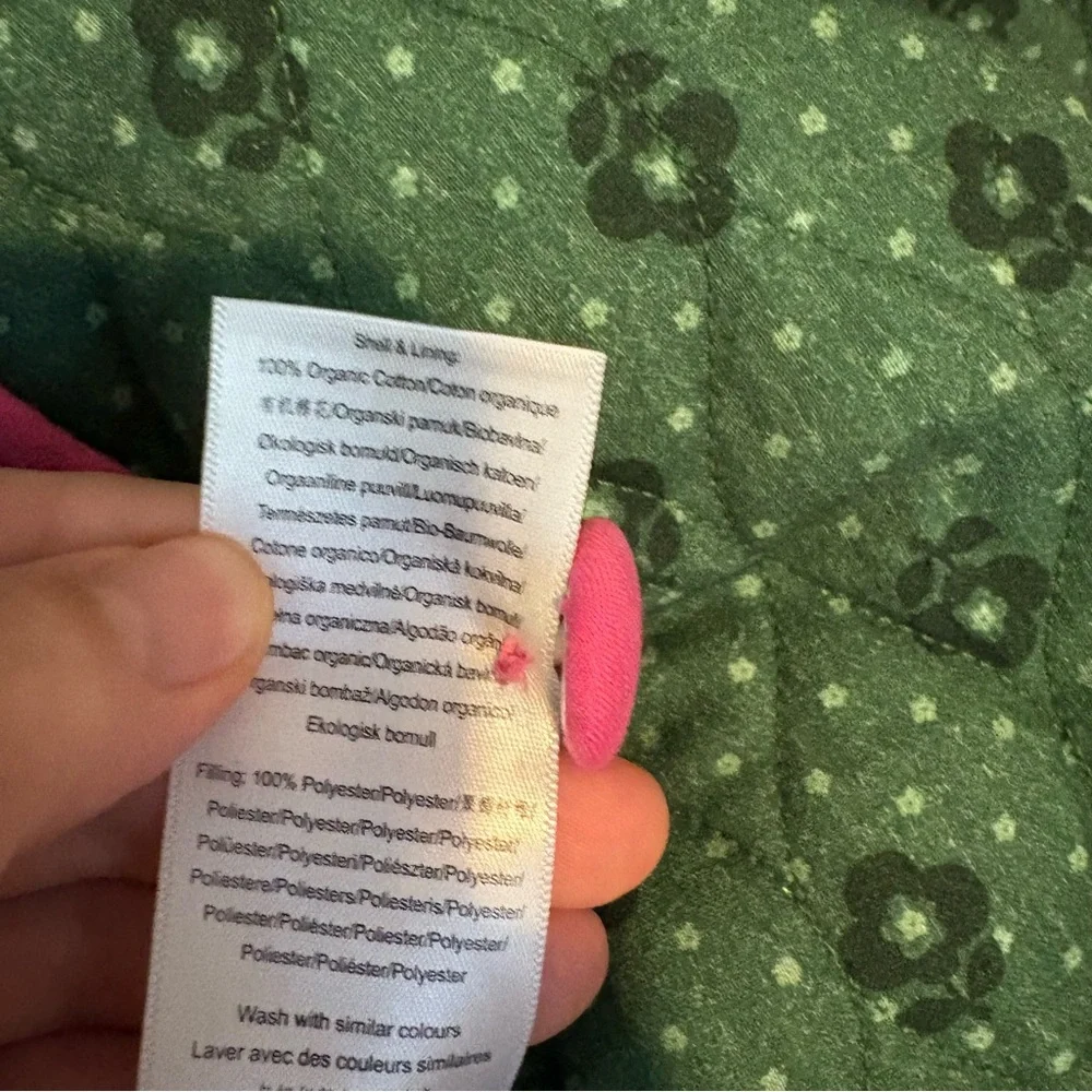 Damson Madder Diana green and pink quilted bow jacket - Picture 8 of 11